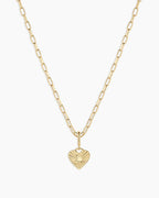 Vintage Heart Alphabet Charm Necklace -  L || option::18K Gold Plated, L