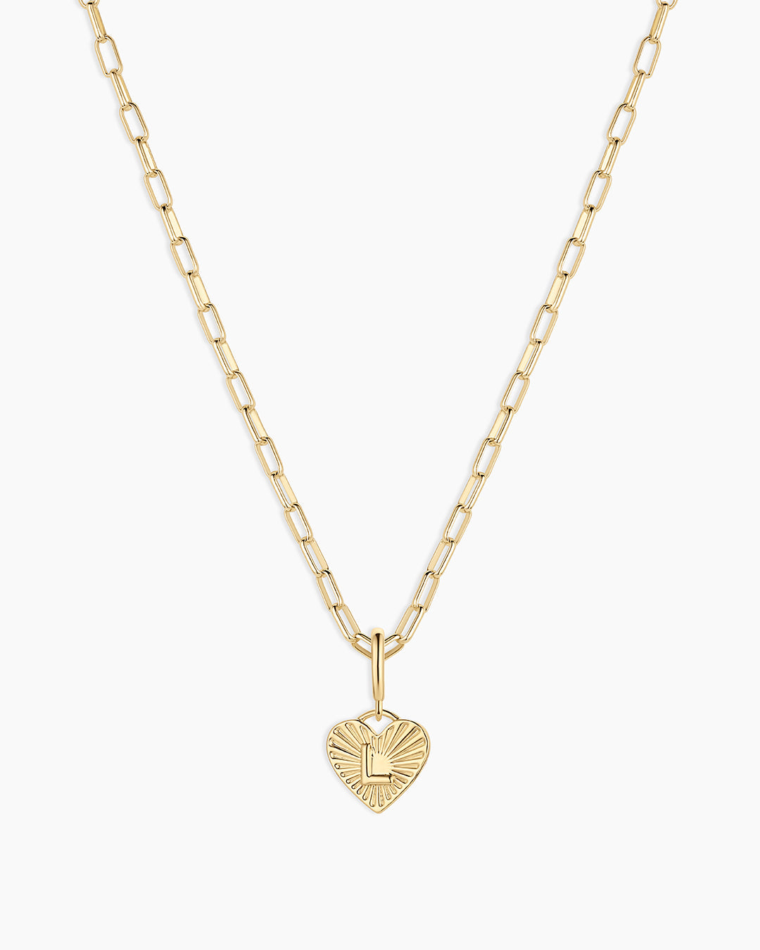 Vintage Heart Alphabet Charm Necklace -  L || option::18K Gold Plated, L