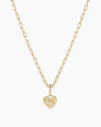 Vintage Heart Alphabet Charm Necklace -  N || option::18K Gold Plated, N