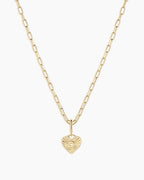 Vintage Heart Alphabet Charm Necklace -  P || option::18K Gold Plated, P