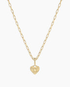 Vintage Heart Alphabet Charm Necklace -  Q || option::18K Gold Plated, Q