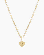 Vintage Heart Alphabet Charm Necklace -  R || option::18K Gold Plated, R