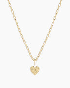 Vintage Heart Alphabet Charm Necklace -  S || option::18K Gold Plated, S