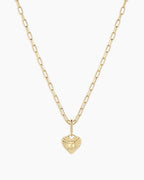 Vintage Heart Alphabet Charm Necklace -  T || option::18K Gold Plated, T