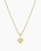 Vintage Heart Alphabet Charm Necklace -  U || option::18K Gold Plated, U