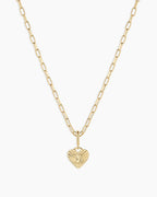 Vintage Heart Alphabet Charm Necklace -  V || option::18K Gold Plated, V