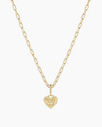 Vintage Heart Alphabet Charm Necklace -  W || option::18K Gold Plated, W