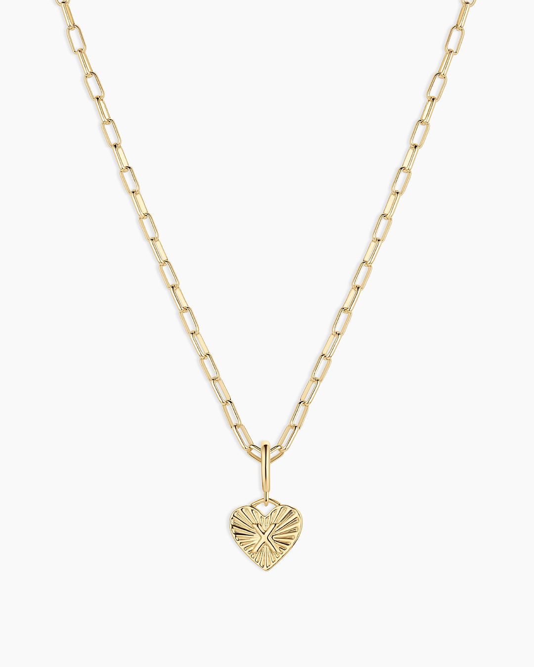Vintage Heart Alphabet Charm Necklace -  X || option::18K Gold Plated, X