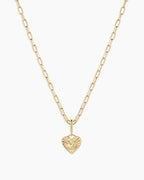 Vintage Heart Alphabet Charm Necklace -  Y || option::18K Gold Plated, Y