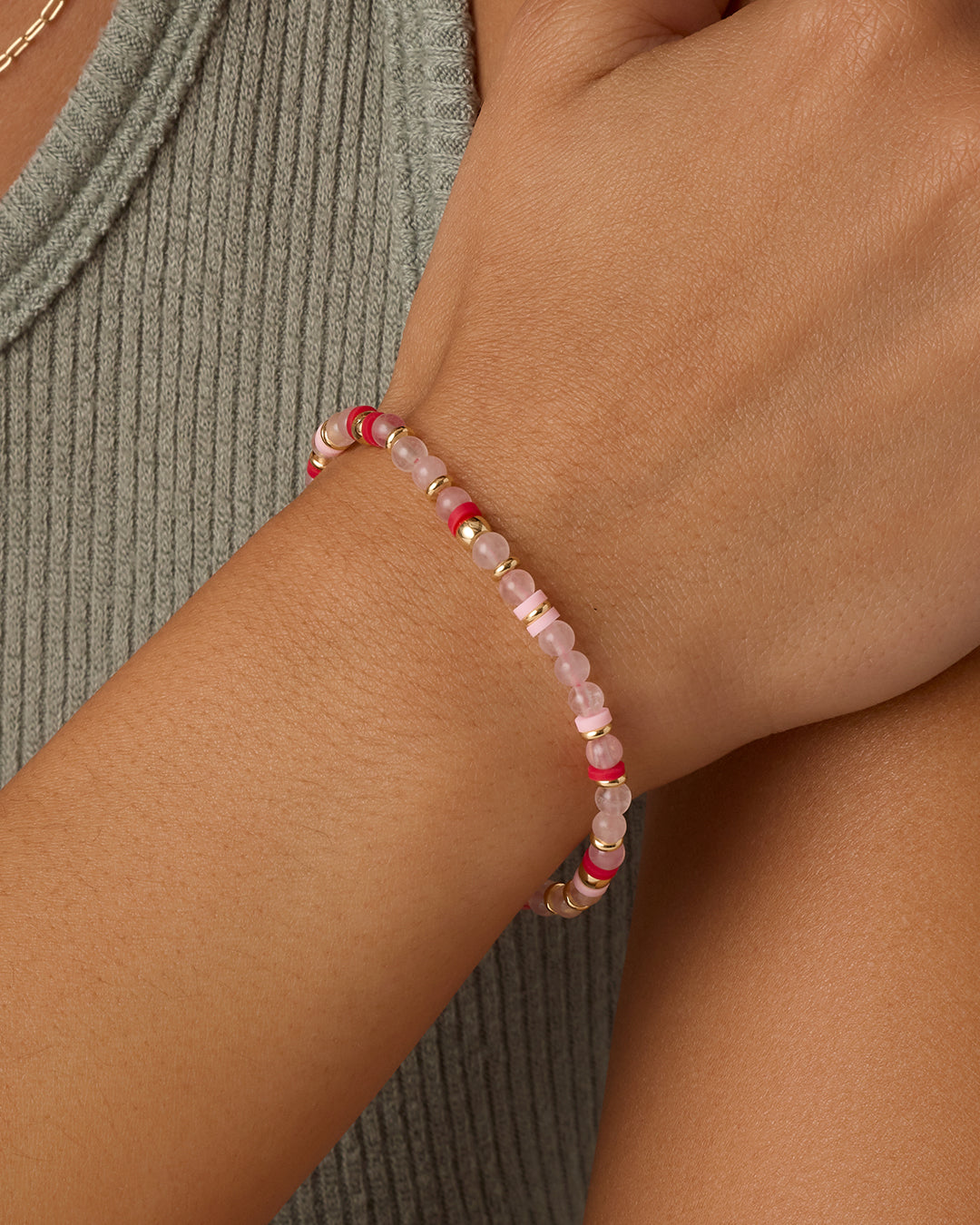Power Gemstone Harbor Bracelet - Rose Quartz || option::18K Gold Plated, Rose Quartz - Love