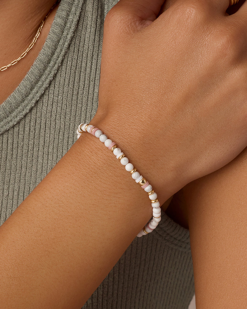 Power Gemstone Harbor Bracelet - Howlite || option::18K Gold Plated, Howlite - Calming
