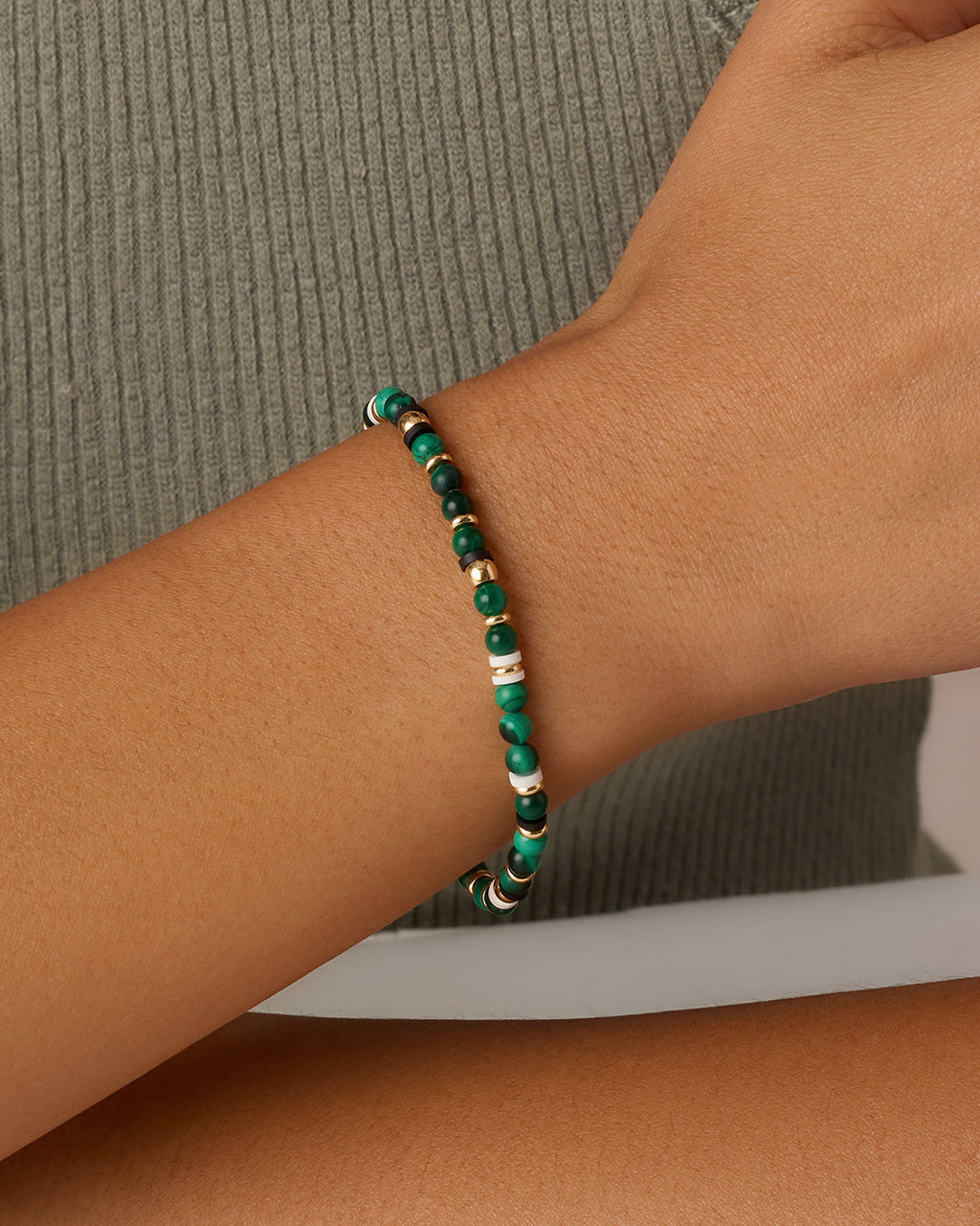 Power Gemstone Harbor Bracelet - Malachite || option::18K Gold Plated, Malachite - Travel
