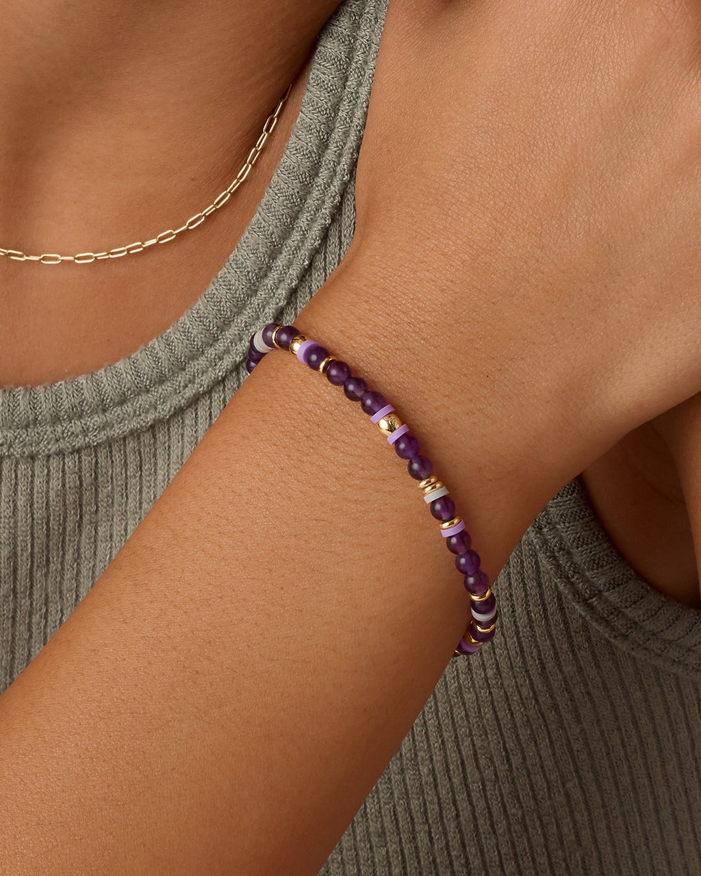 Power Gemstone Harbor Bracelet - Amethyst || option::18K Gold Plated, Amethyst - Tranquility