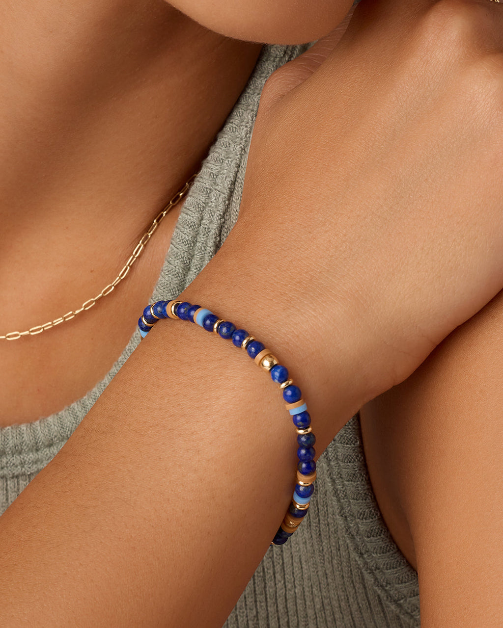 Power Gemstone Harbor Bracelet - Lapis || option::18K Gold Plated, Lapis - Wisdom