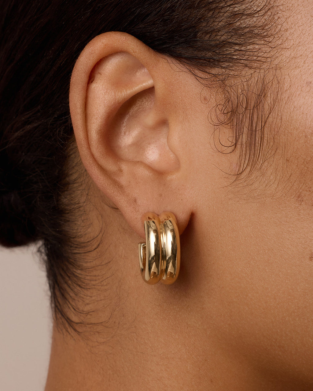 Lou Stacked Hoops || option::18K Gold Plated