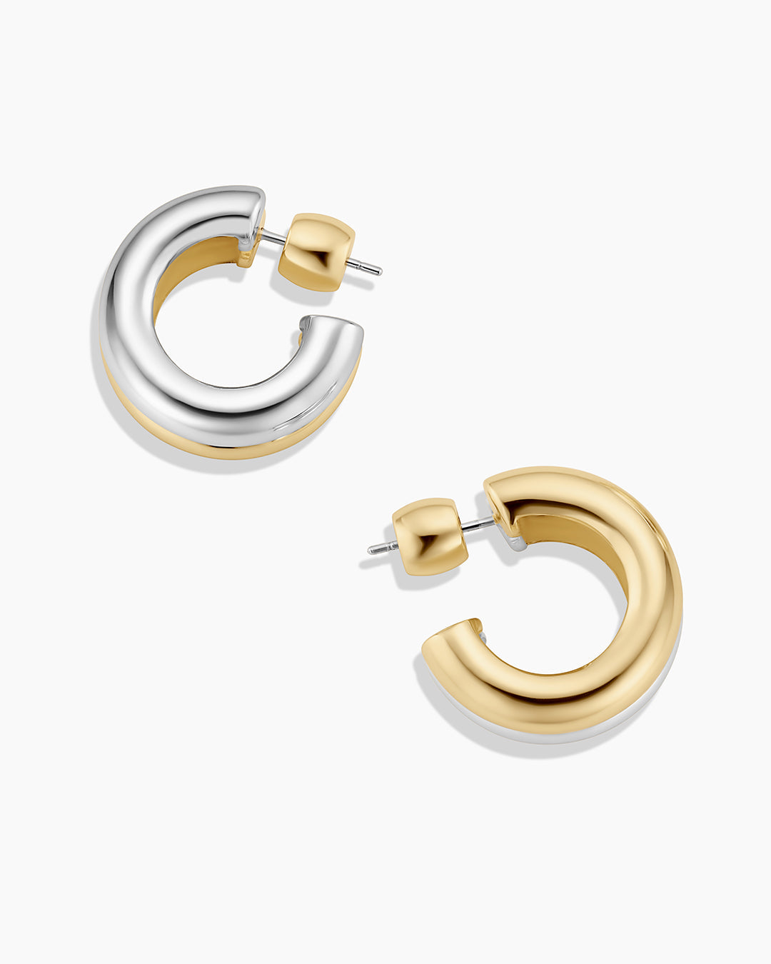 Lou Mixed Stacked Hoops || option::18K Gold & Silver Plated