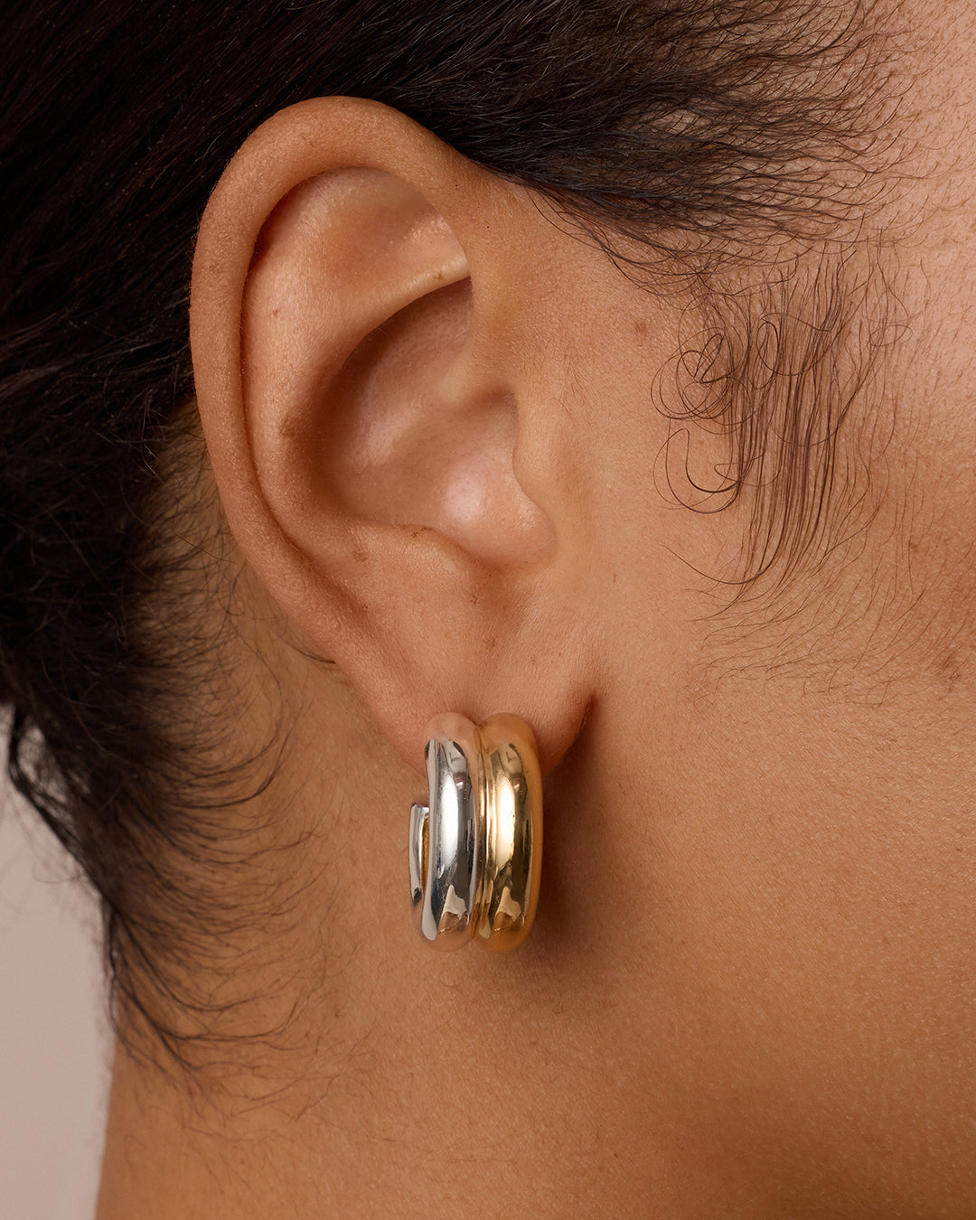 Lou Mixed Stacked Hoops || option::18K Gold & Silver Plated