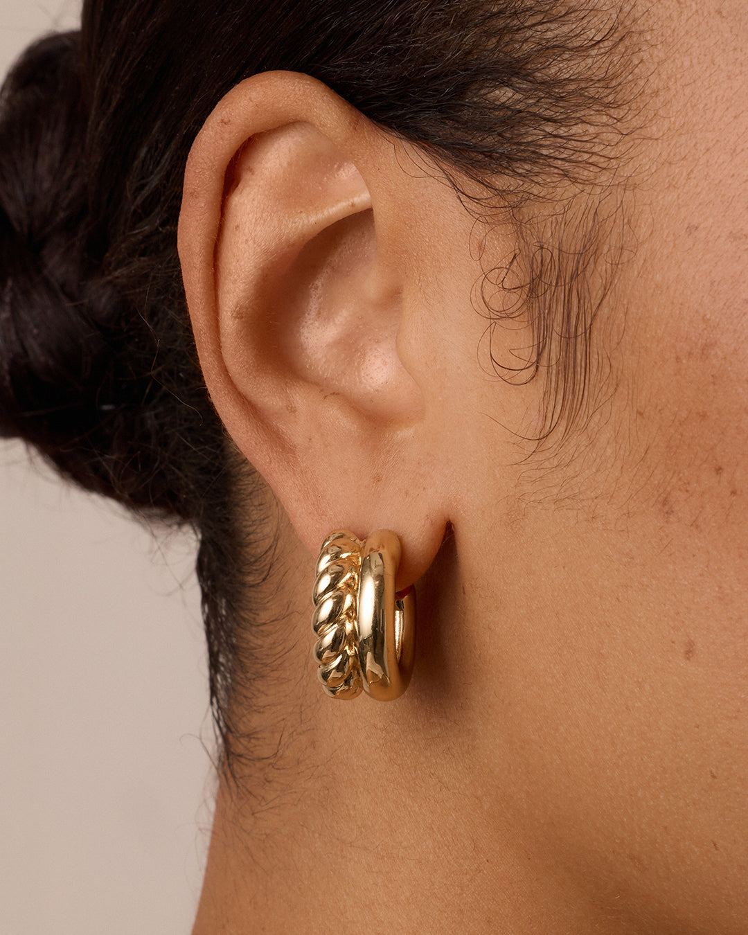 Crew Stacked Hoops || option::18K Gold Plated
