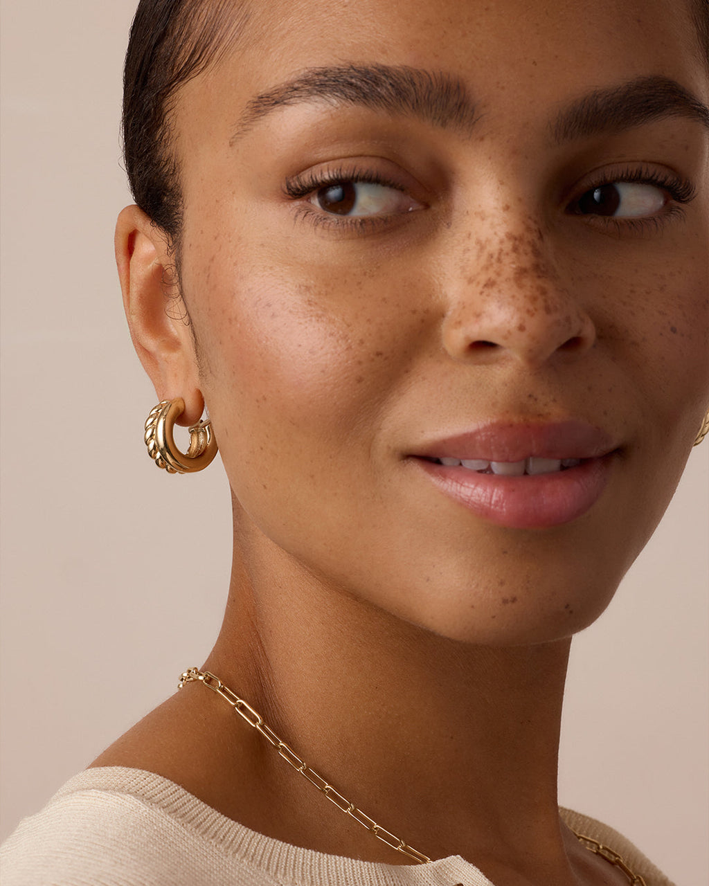 Crew Stacked Hoops || option::18K Gold Plated