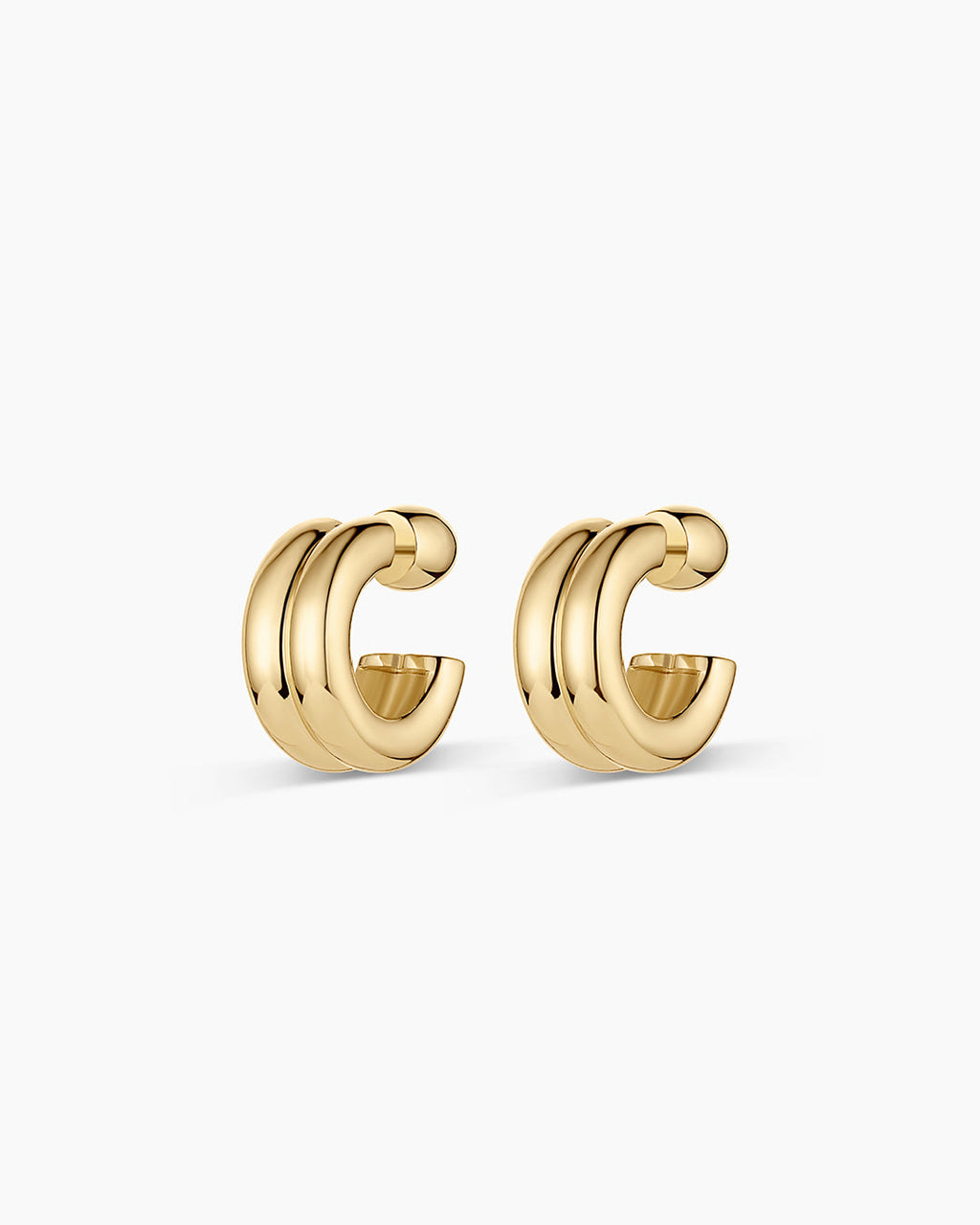 Lou Stacked Huggies || option::18K Gold Plated