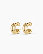 Lou Stacked Huggies || option::18K Gold Plated