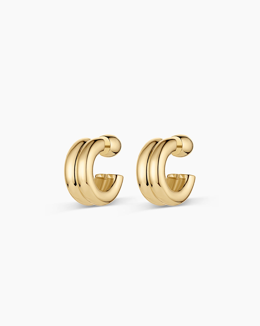 Lou Stacked Huggies || option::18K Gold Plated