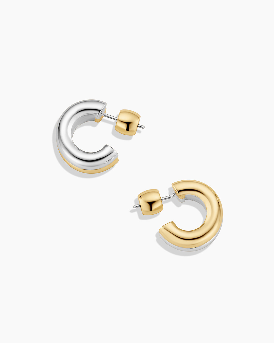 Lou Mixed Stacked Huggies || option::18K Gold & Silver Plated