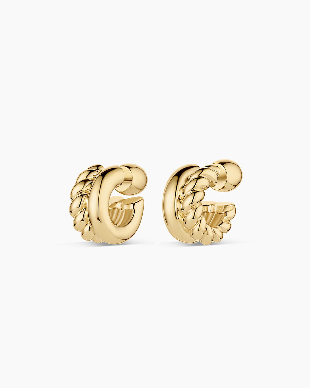 Crew Stacked Huggies || option::18K Gold Plated