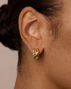 Crew Stacked Huggies || option::18K Gold Plated