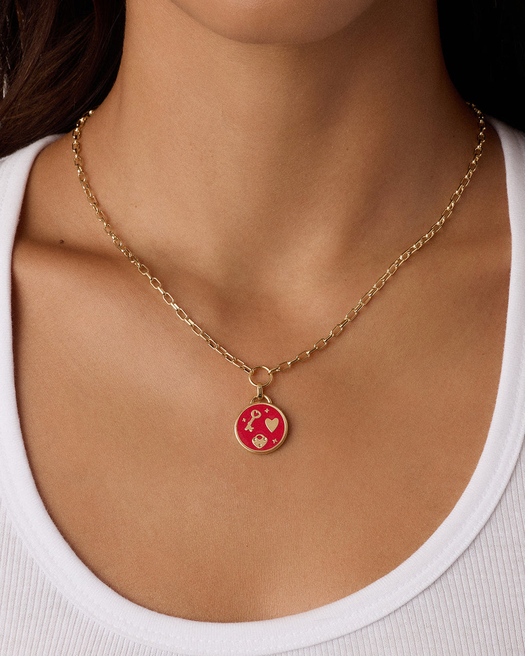 Love U Coin Necklace || option::18K Gold Plated