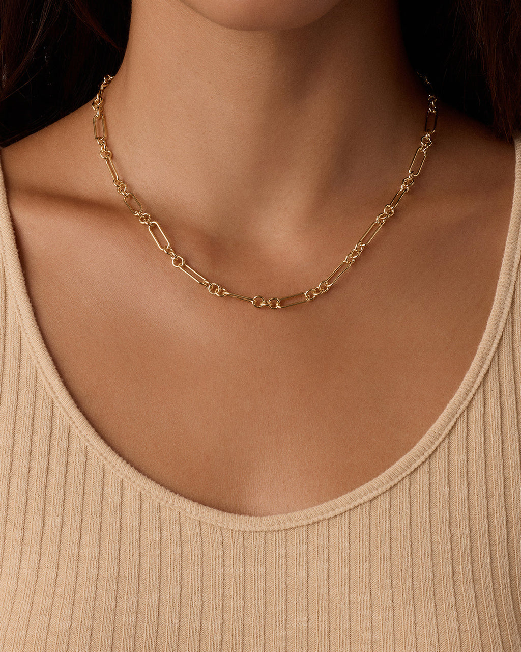 Reed Link Necklace || option::18K Gold Plated