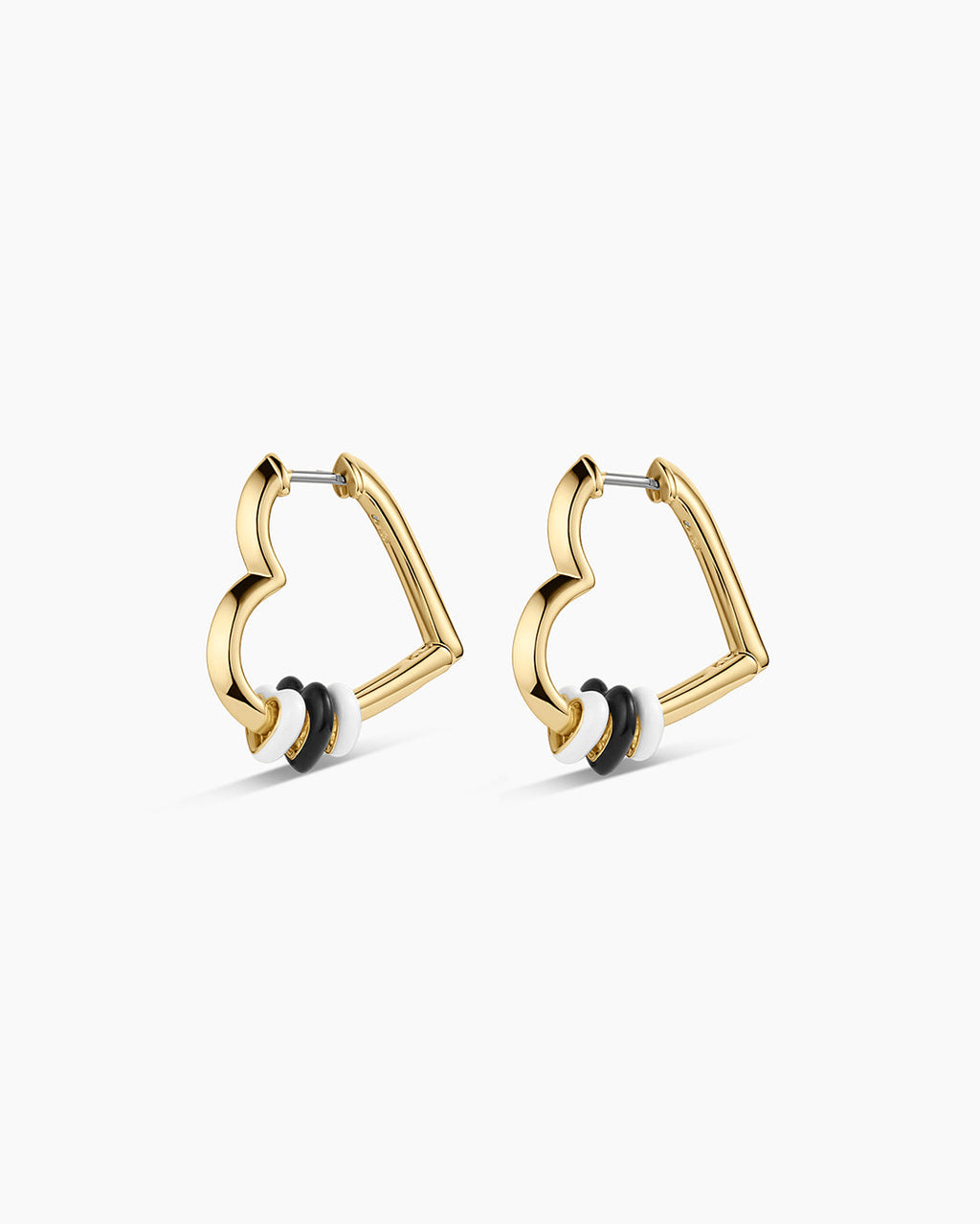 Campbell Heart Bead Hoops || option::18K Gold Plated, Black