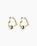 Campbell Heart Bead Hoops || option::18K Gold Plated, Black