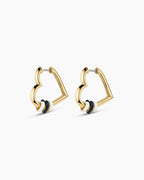 Campbell Heart Bead Hoops || option::18K Gold Plated, Black