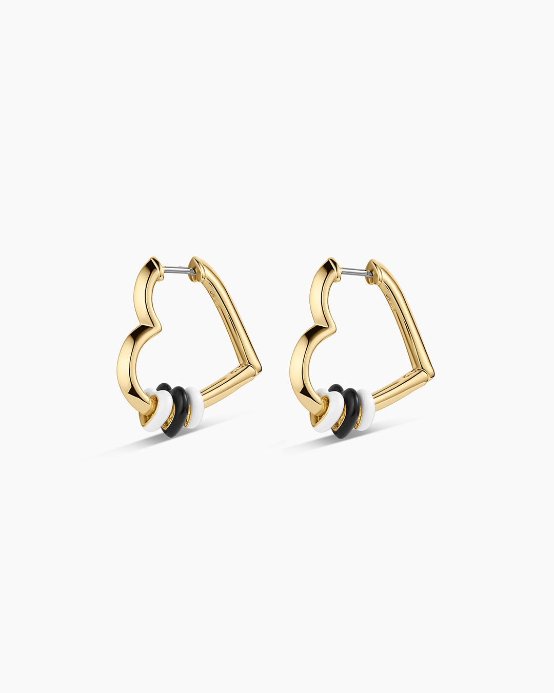 Campbell Heart Bead Hoops || option::18K Gold Plated, Black