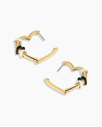 Campbell Heart Bead Hoops || option::18K Gold Plated, Black