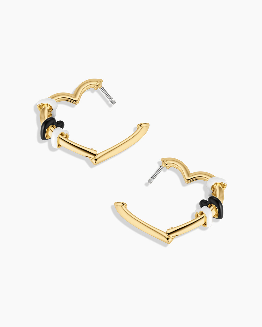 Campbell Heart Bead Hoops || option::18K Gold Plated, Black