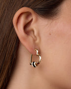 Campbell Heart Bead Hoops || option::18K Gold Plated, Black