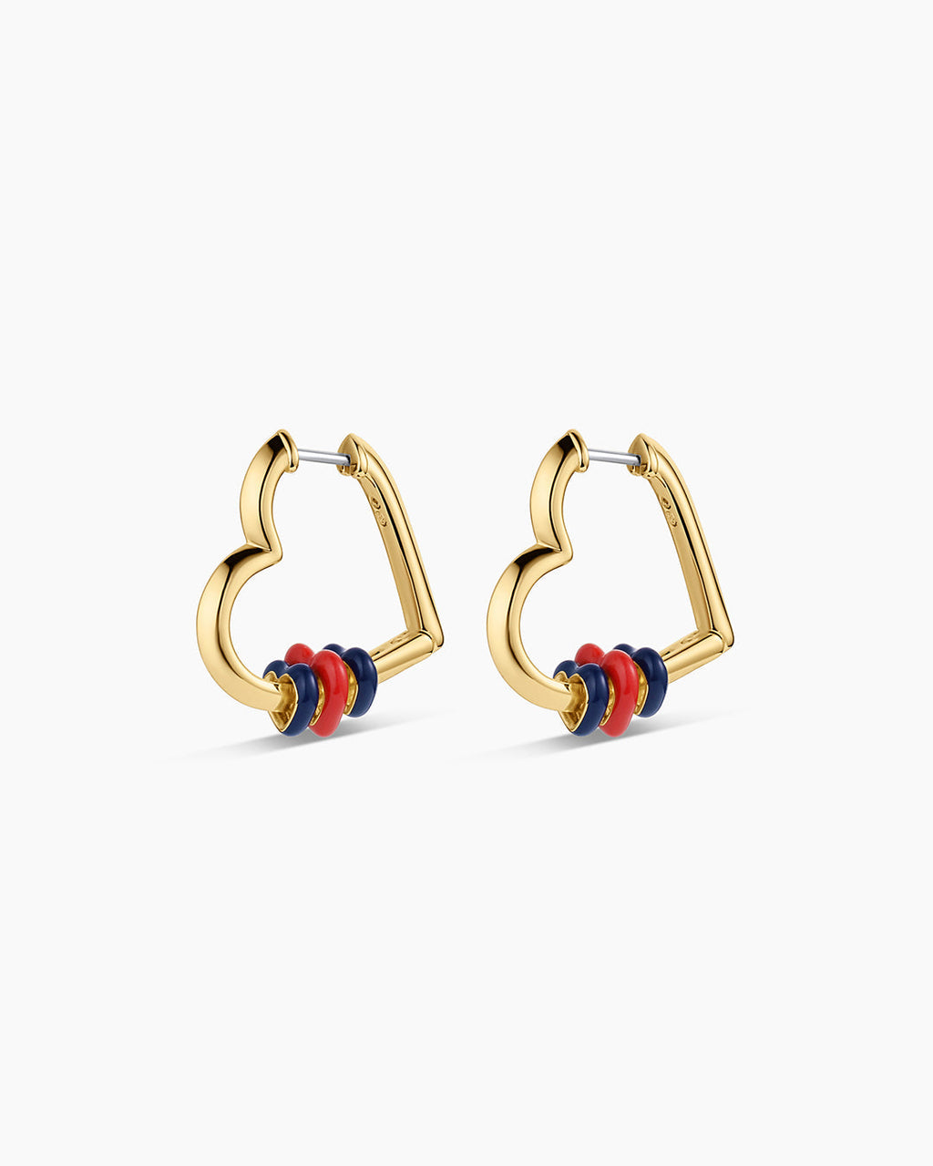 Campbell Heart Bead Hoops || option::18K Gold Plated, Blue