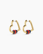 Campbell Heart Bead Hoops || option::18K Gold Plated, Blue
