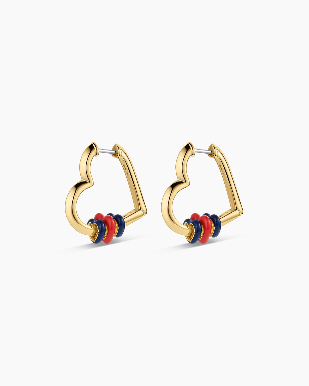Campbell Heart Bead Hoops || option::18K Gold Plated, Blue