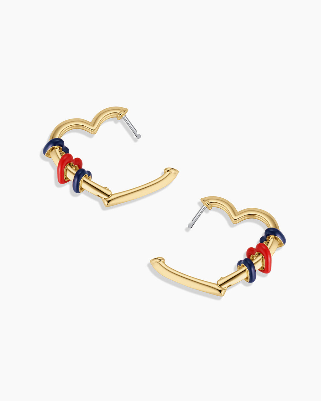 Campbell Heart Bead Hoops || option::18K Gold Plated, Blue