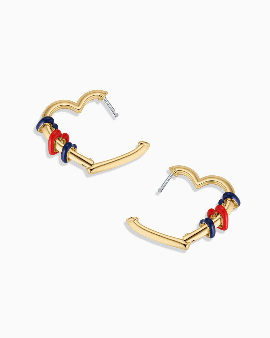 Campbell Heart Bead Hoops || option::18K Gold Plated, Blue