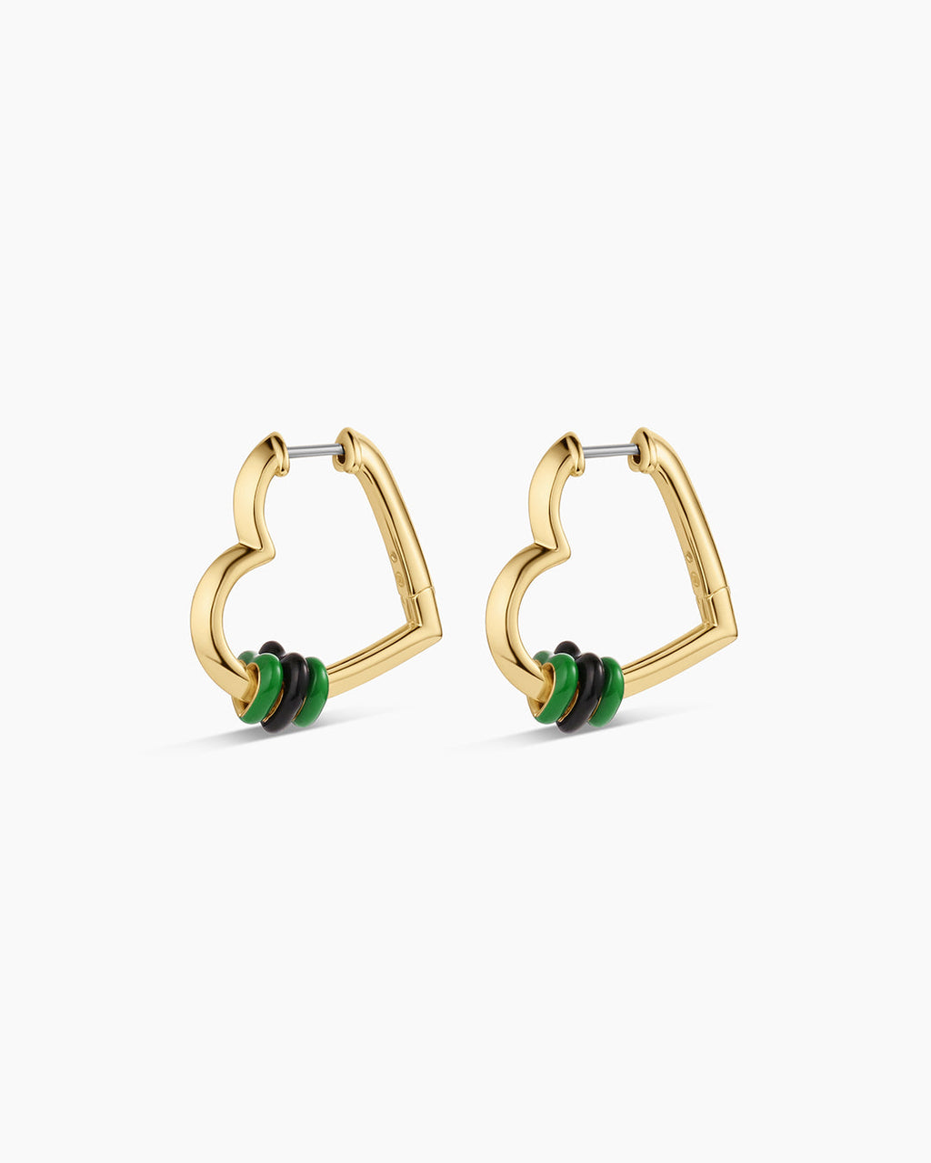 Campbell Heart Bead Hoops || option::18K Gold Plated, Green