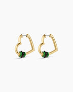 Campbell Heart Bead Hoops || option::18K Gold Plated, Green