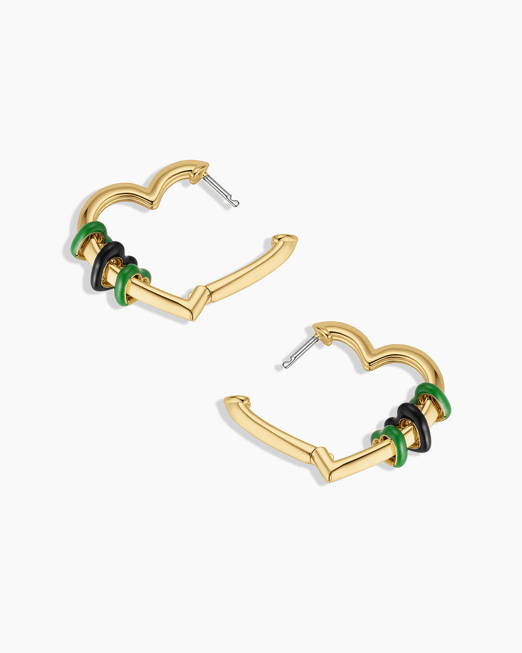 Campbell Heart Bead Hoops || option::18K Gold Plated, Green