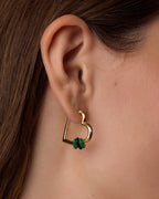 Campbell Heart Bead Hoops || option::18K Gold Plated, Green