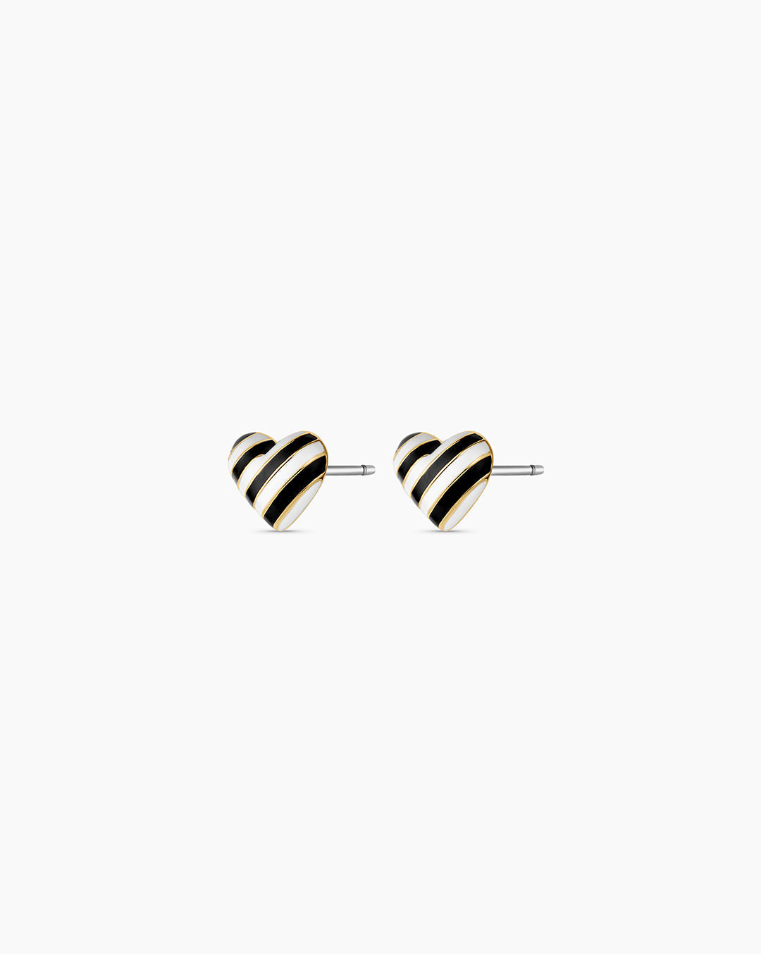 Campbell Enamel Heart Studs || option::18K Gold Plated, Black