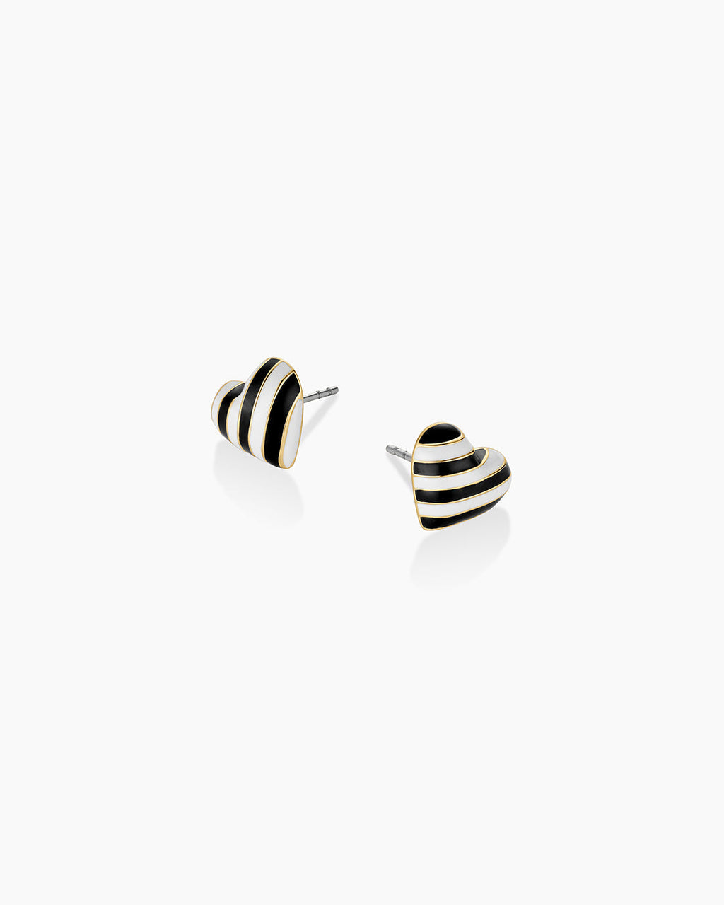 Campbell Enamel Heart Studs || option::18K Gold Plated, Black