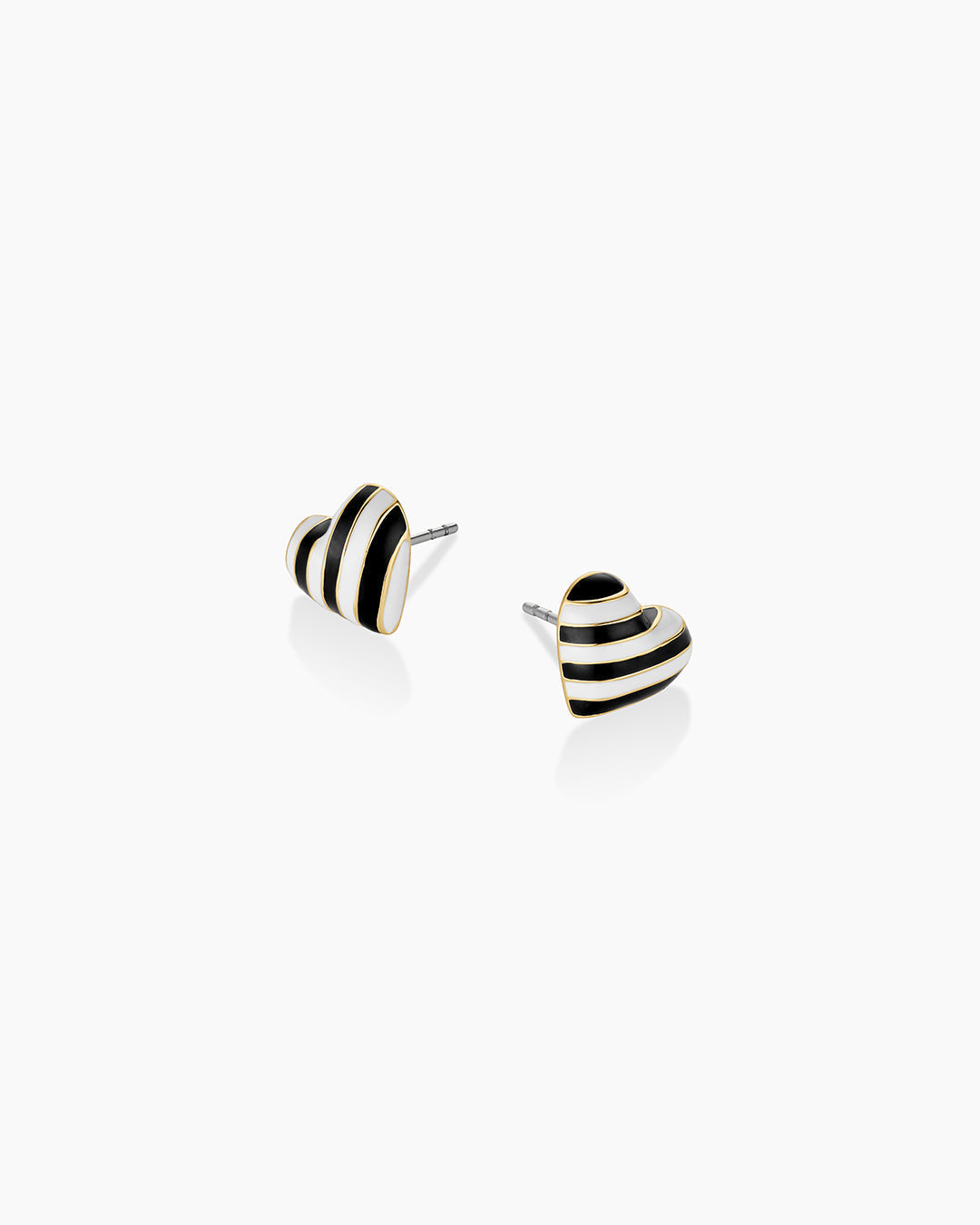 Campbell Enamel Heart Studs || option::18K Gold Plated, Black